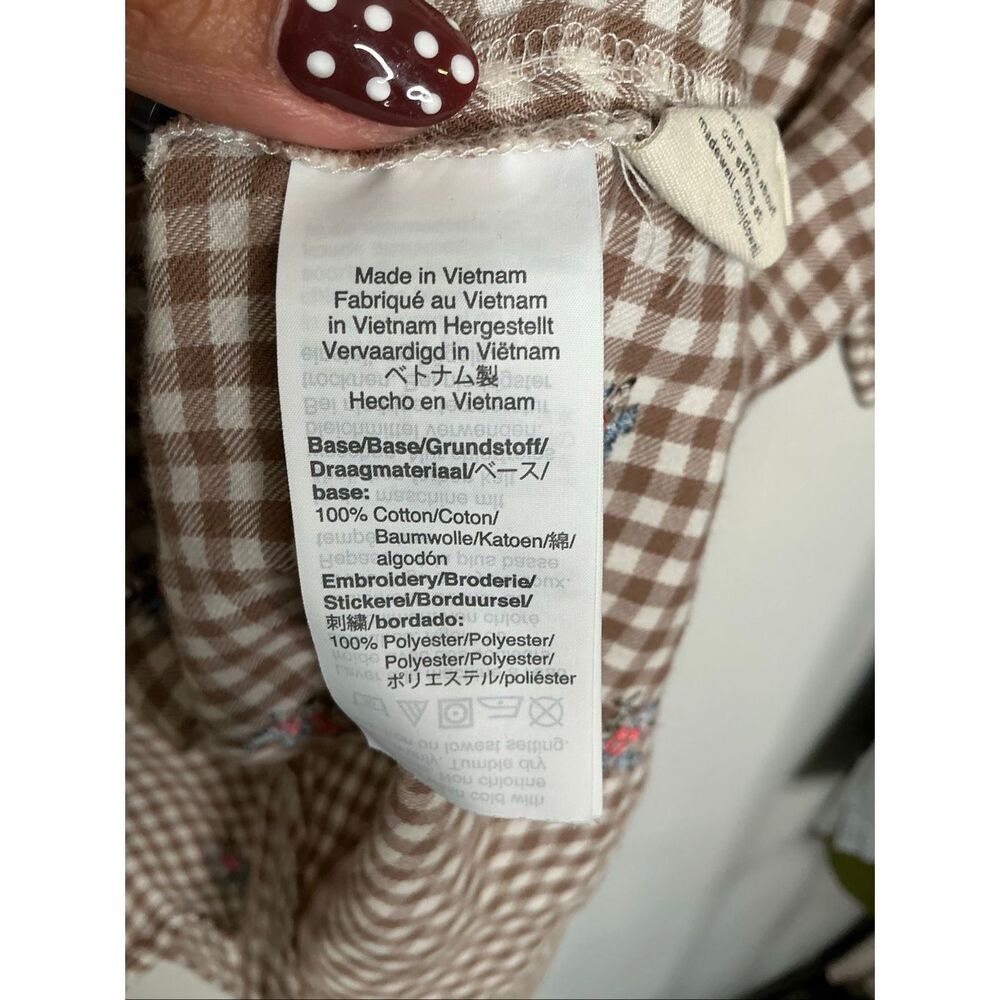 Madewell Floral Embroidered Gingham Courier Shirt | Brown in Small - Picture 6 of 6